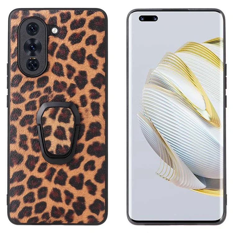 Pour Huawei Nova 10 Pro 4G PU en Cuir Enduit pc + Tpu Hybride Téléphone Couverture Drop Protection Buckstand Case With Magnetic Car Support - Léopard