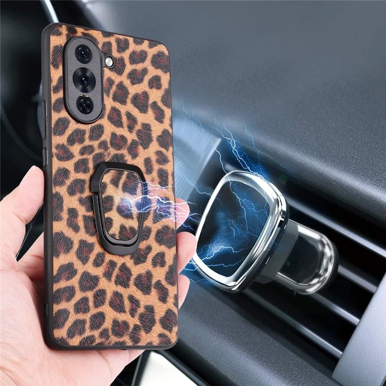 Pour Huawei Nova 10 Pro 4G PU en Cuir Enduit pc + Tpu Hybride Téléphone Couverture Drop Protection Buckstand Case With Magnetic Car Support - Léopard