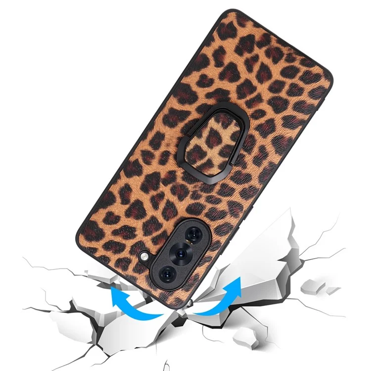 Pour Huawei Nova 10 Pro 4G PU en Cuir Enduit pc + Tpu Hybride Téléphone Couverture Drop Protection Buckstand Case With Magnetic Car Support - Léopard