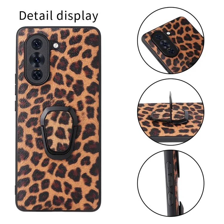 Pour Huawei Nova 10 Pro 4G PU en Cuir Enduit pc + Tpu Hybride Téléphone Couverture Drop Protection Buckstand Case With Magnetic Car Support - Léopard