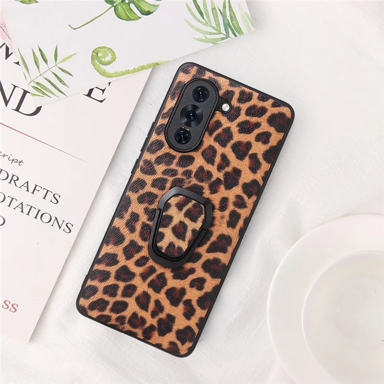 Pour Huawei Nova 10 Pro 4G PU en Cuir Enduit pc + Tpu Hybride Téléphone Couverture Drop Protection Buckstand Case With Magnetic Car Support - Léopard