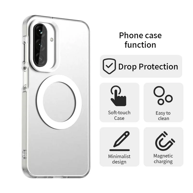 For Samsung Galaxy A17 5G / 4G Magnetic Case Anti Drop Hybrid Phone Back Cover - White