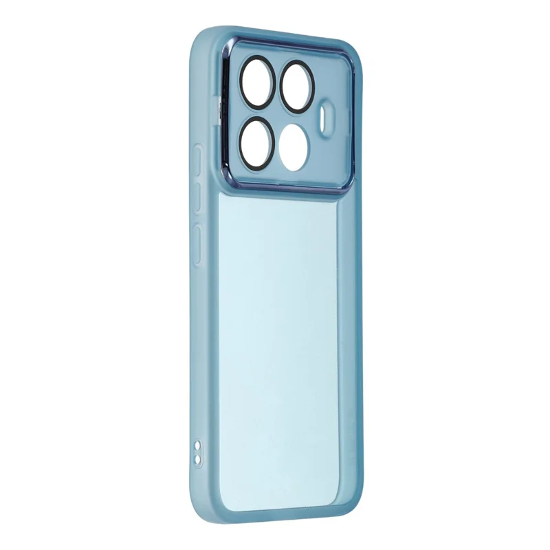 For Xiaomi 15T Pro Case Electroplated Camera Frame TPU Phone Cover - Transparent Blue