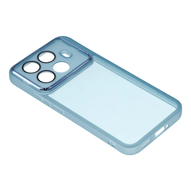 For Xiaomi 15T Pro Case Electroplated Camera Frame TPU Phone Cover - Transparent Blue