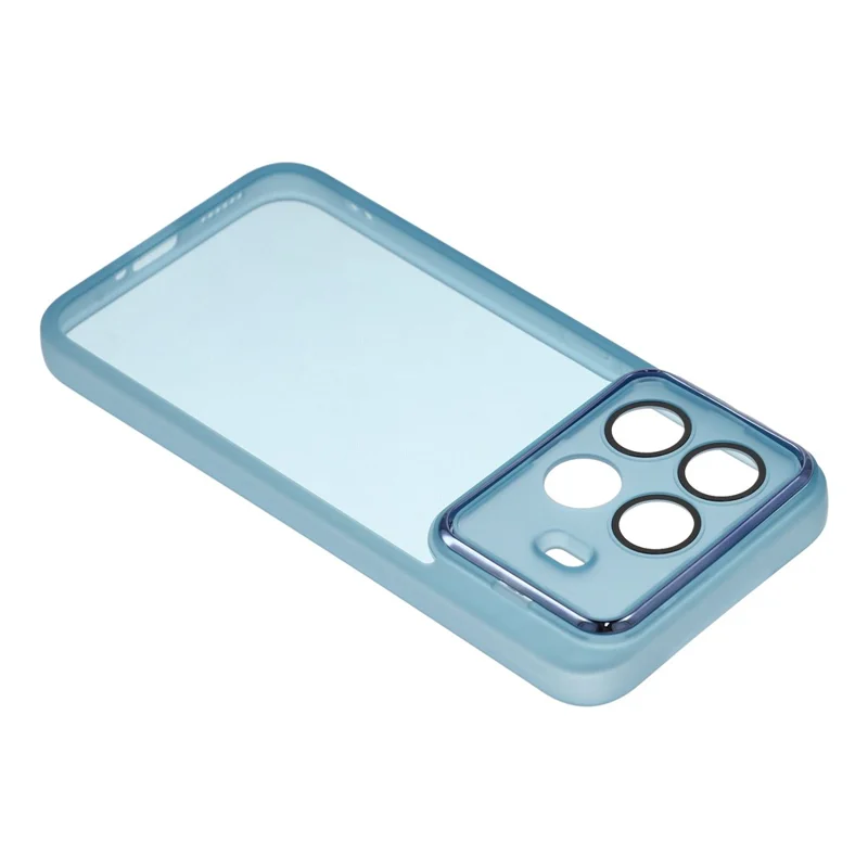 For Xiaomi 15T Pro Case Electroplated Camera Frame TPU Phone Cover - Transparent Blue