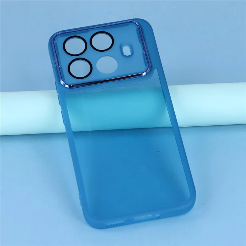 For Xiaomi 15T Pro Case Electroplated Camera Frame TPU Phone Cover - Transparent Blue