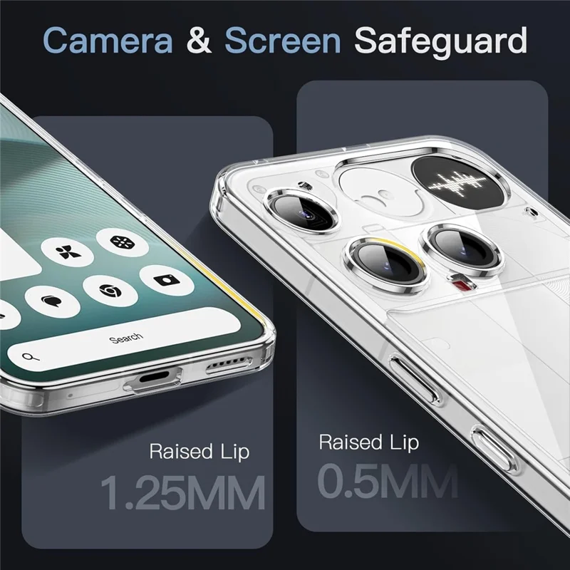 For Nothing Phone (3) 5G Case Crystal Clear Soft TPU Frame Hard PC Back Phone Cover