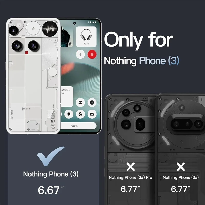 For Nothing Phone (3) 5G Case Crystal Clear Soft TPU Frame Hard PC Back Phone Cover