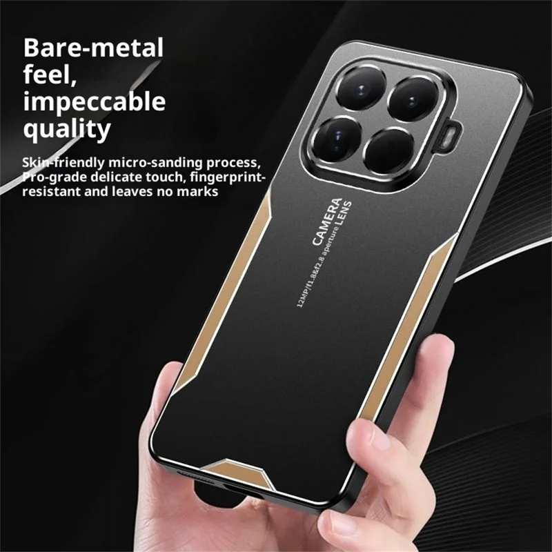 For Xiaomi 15T Pro Phone Case Aluminium Alloy TPU PC Back Cover - Gold