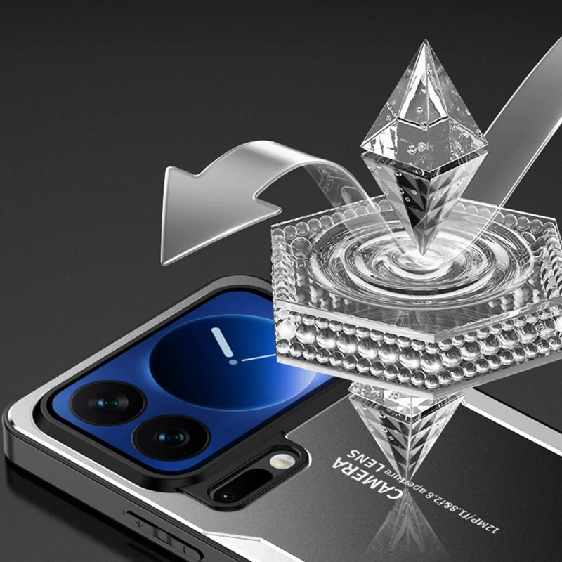 For Xiaomi 17 Pro Max Phone Case Aluminium Alloy TPU PC Back Cover - Gold