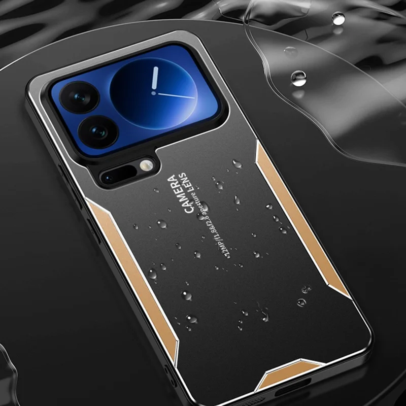 For Xiaomi 17 Pro Max Phone Case Aluminium Alloy TPU PC Back Cover - Gold