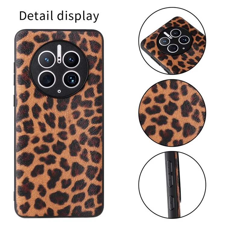 Pour Huawei Mate 50 Pro 4G Étui de protection en cuir PU + PC + TPU antichoc - Léopard