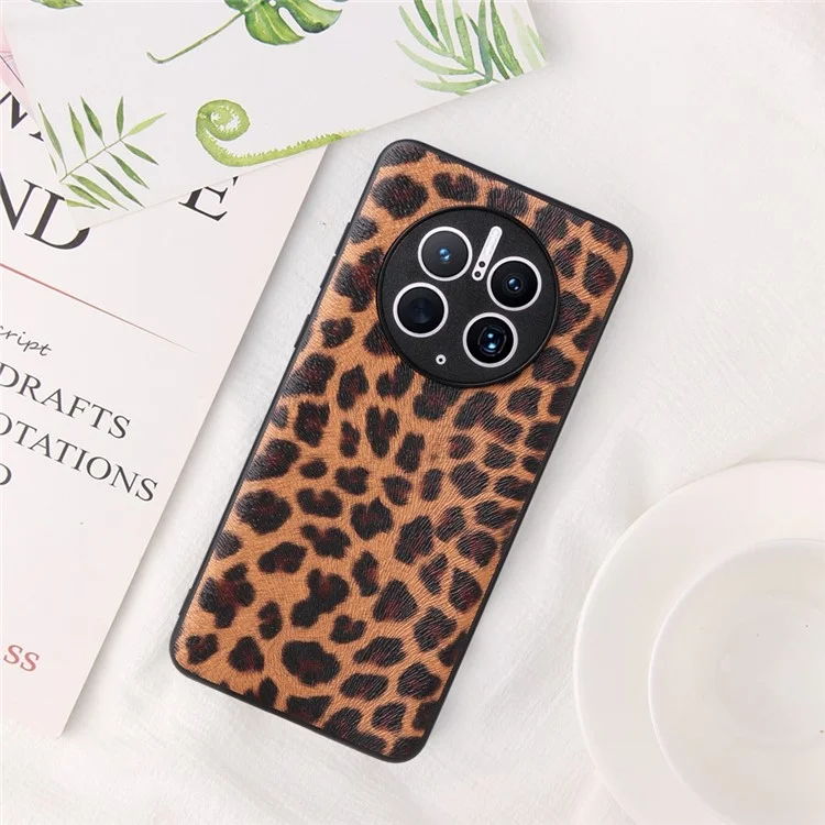 Pour Huawei Mate 50 Pro 4G Étui de protection en cuir PU + PC + TPU antichoc - Léopard