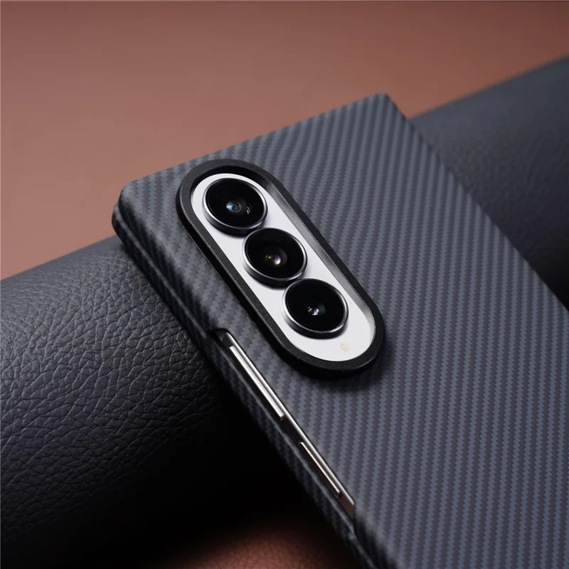 Für Samsung Galaxy Z Fold3 5G Hülle kompatibel mit MagSafe Carbon Fiber Texture PC Handyhülle mit Panzerglas Film - Lila