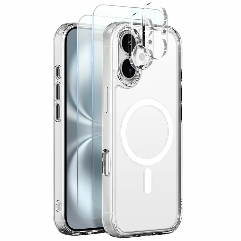 NORTHJO 5 in 1 Set for iPhone 16 Plus Magnetic Case PC + TPU Phone Cover with 2 Front Screen Protector + 2 Lens Film