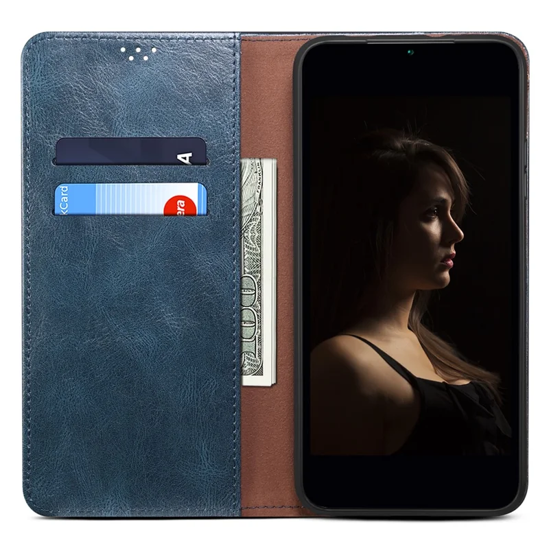 Xiaomi 15T Pro hoesje met portemonnee en standfunctie van imitatie leer met crazy horse structuur - Blauw
