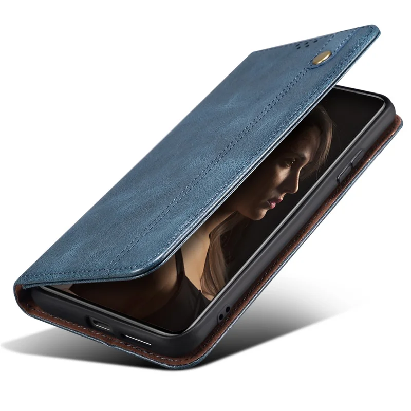 Xiaomi 15T Pro hoesje met portemonnee en standfunctie van imitatie leer met crazy horse structuur - Blauw