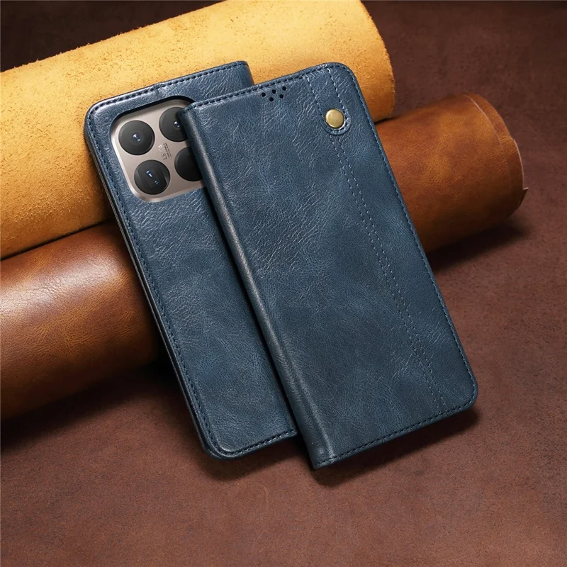 Xiaomi 15T Pro hoesje met portemonnee en standfunctie van imitatie leer met crazy horse structuur - Blauw