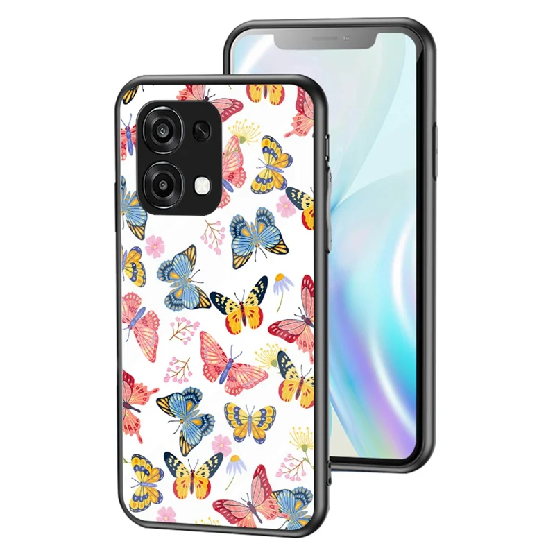 Telefoonhoesje voor Oppo A6 5G / A6 Pro 4G / 5G / F31 5G - Vlinderpatroon TPU + Gehard Glas Beschermhoes - Kleurrijke Vlinder