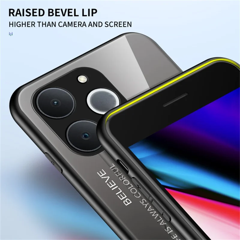 For Realme C71 4G  /  Note 70 4G Case Anti-Scratch Tempered Glass + PC + TPU Phone Cover - Gradient Pink Blue