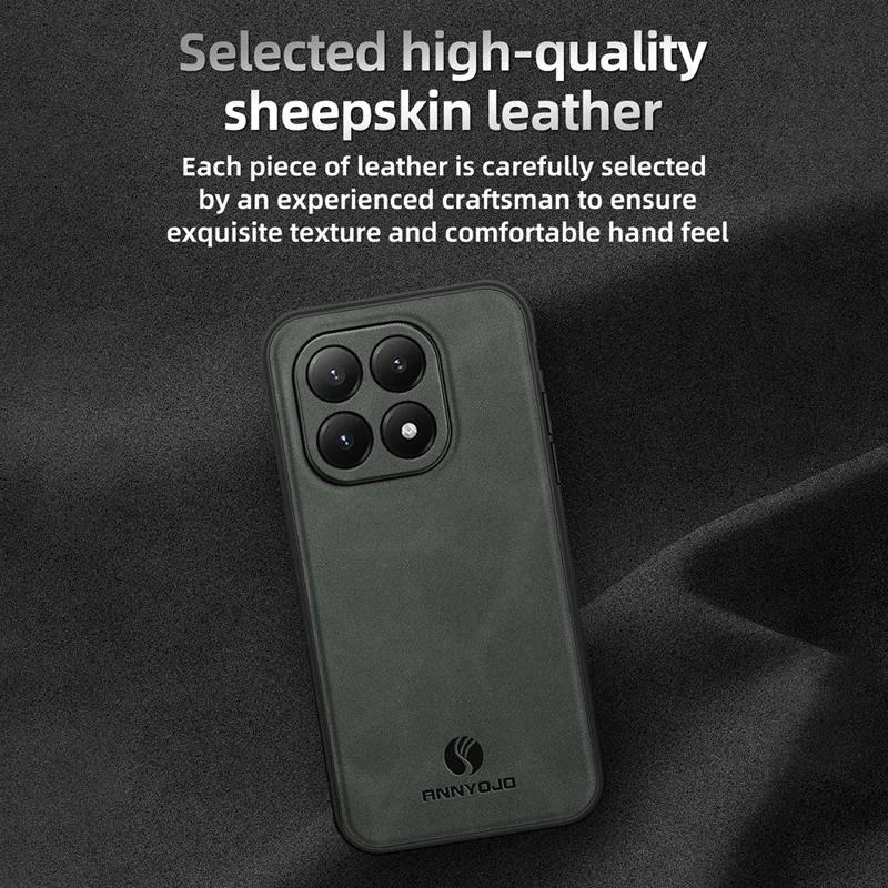 ANNYOJO til Xiaomi 15T hylster i PU-læder + PC + TPU mod fald bagside - Grøn