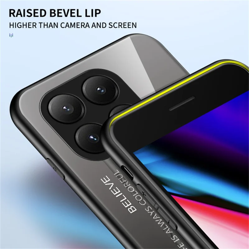 غطاء لهاتف شاومي 15T مقاوم للخدوش مصنوع من الزجاج المقوى + بلاستيك البولي كربونات + TPU - أزرق وردي تدريجي