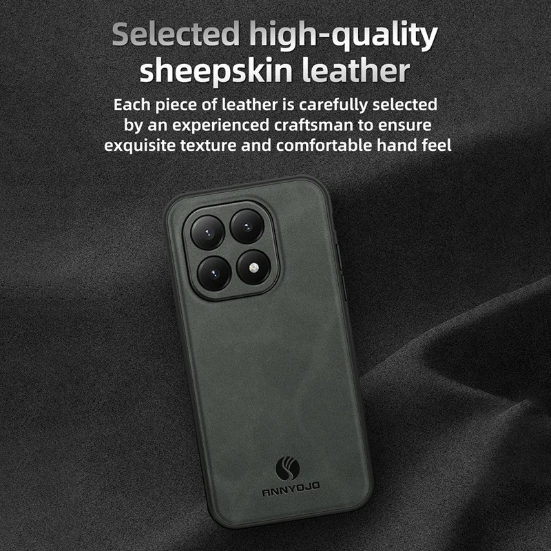 ANNYOJO For Xiaomi 15T Pro Case PU Leather + PC + TPU Anti Drop Phone Back Cover - Green