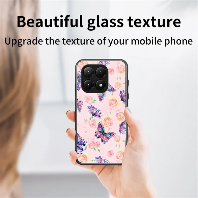 Xiaomi 15T Pro Hülle Schmetterlingsmuster TPU + Gehärtetes Glas Schutzhülle - Farbiger Schmetterling