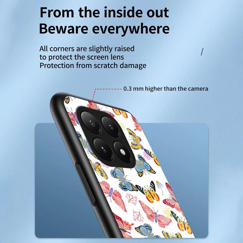 Xiaomi 15T Pro Hülle Schmetterlingsmuster TPU + Gehärtetes Glas Schutzhülle - Farbiger Schmetterling