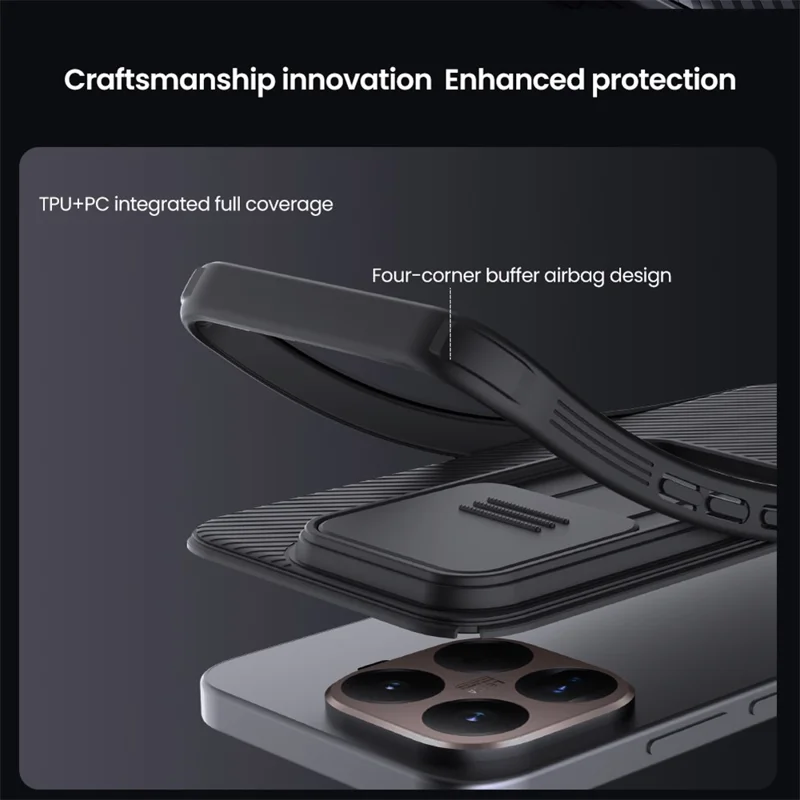 NILLKIN Camshield Pro Serie voor Xiaomi 15T Pro hoes PC + TPU Schuifcamera deksel telefoonhoes