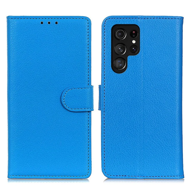 Voor Samsung Galaxy S26 Ultra Portemonnee Hoesje PU Leren Telefoonhoesje Litchi Structuur - Blauw