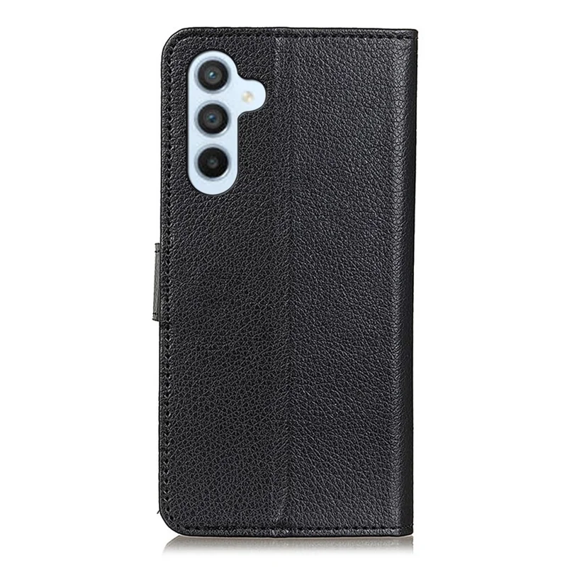 For Samsung Galaxy S26 Wallet Case PU Leather Phone Cover Litchi Texture - Black