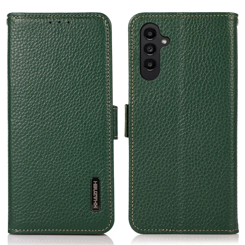 KHAZNEH for Samsung Galaxy S26 Phone Case Genuine Cow Leather Cover RFID Blocking - Green