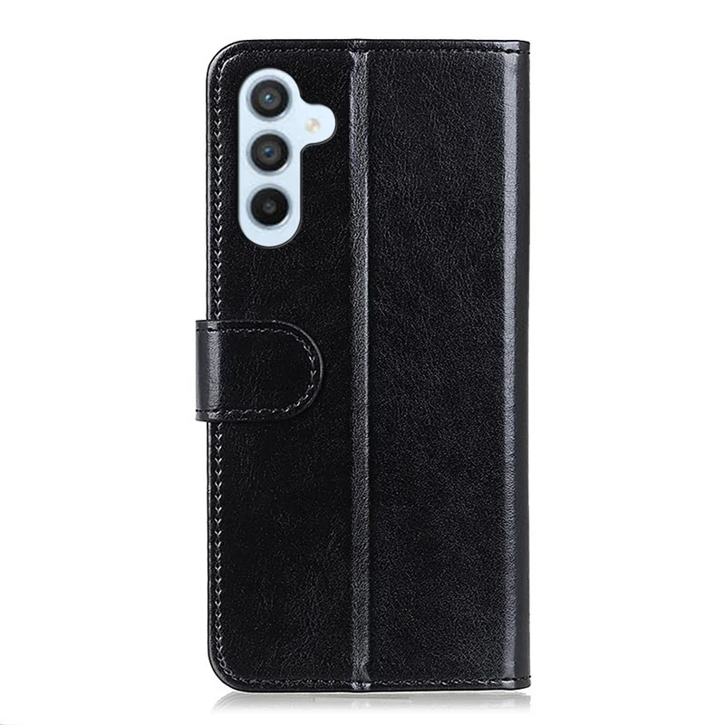 For Samsung Galaxy S26 Case Crazy Horse Texture PU Leather Phone Stand Cover - Black