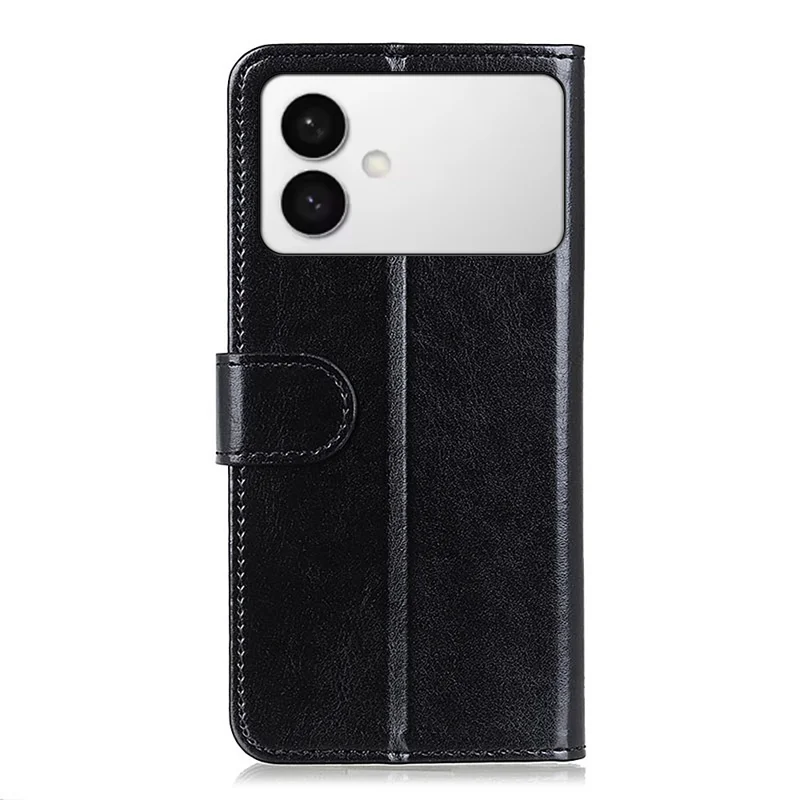 Custodia per Samsung Galaxy S26 Edge, Cover per Telefono in Pelle con Texture Crazy Horse, Supporto - Nero