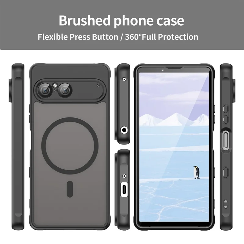 For Sony Xperia 10 VII Magnetic Case Anti Drop PC + TPU Phone Cover - Black
