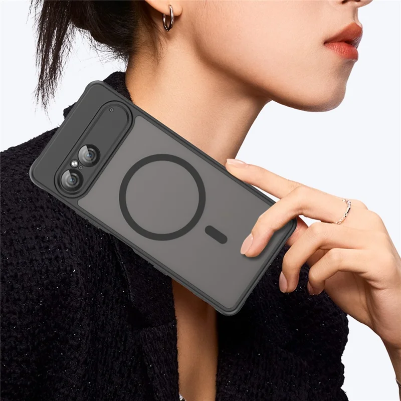 For Sony Xperia 10 VII Magnetic Case Anti Drop PC + TPU Phone Cover - Black