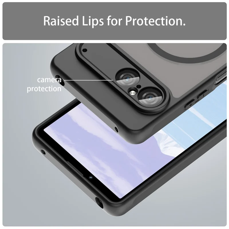For Sony Xperia 10 VII Magnetic Case Anti Drop PC + TPU Phone Cover - Black