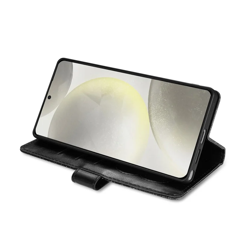Xiaomi 15T Pro Stand Case Glitter Phone Leather Cover Zipper Pocket - Schwarz