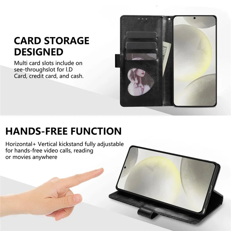 Xiaomi 15T Pro Stand Case Glitter Phone Leather Cover Zipper Pocket - Schwarz
