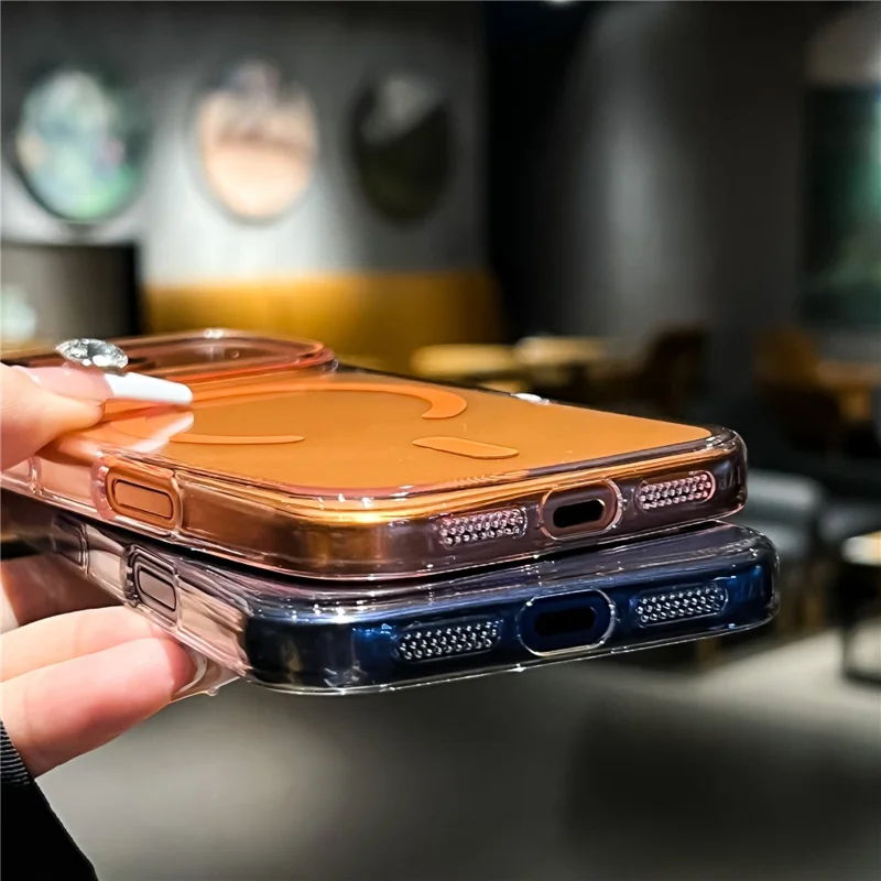 Custodia iPhone 17 Pro Max Compatibile con MagSafe Ultrasottile Custodia Posteriore in PC Trasparente - Arancione