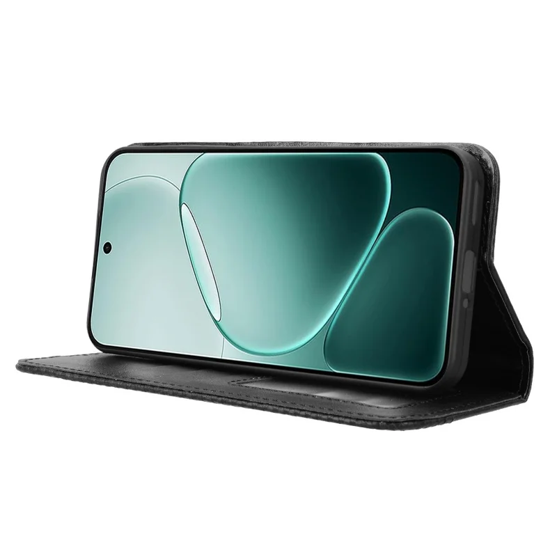 Futera skórzana na Oppo A6 Pro 4G / A6 Pro 5G / F31 5G, etui portfel z funkcją podpórki, retro faktura, pokrywa na telefon - Czarny