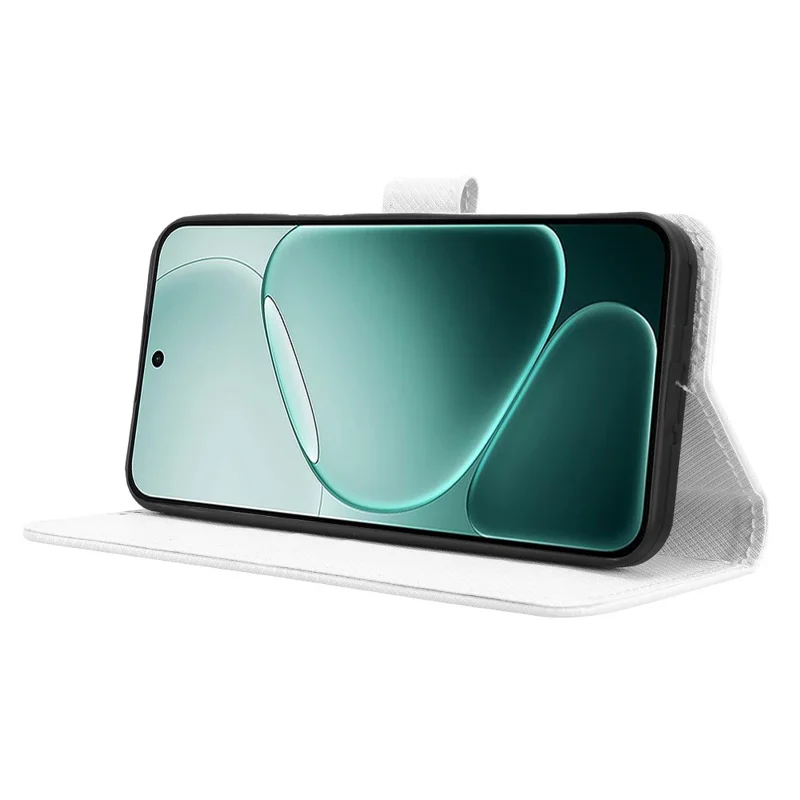 Leather Wallet Case for Oppo A6 Pro 4G / A6 Pro 5G / F31 5G Diamond Texture Phone Cover with Strap - White