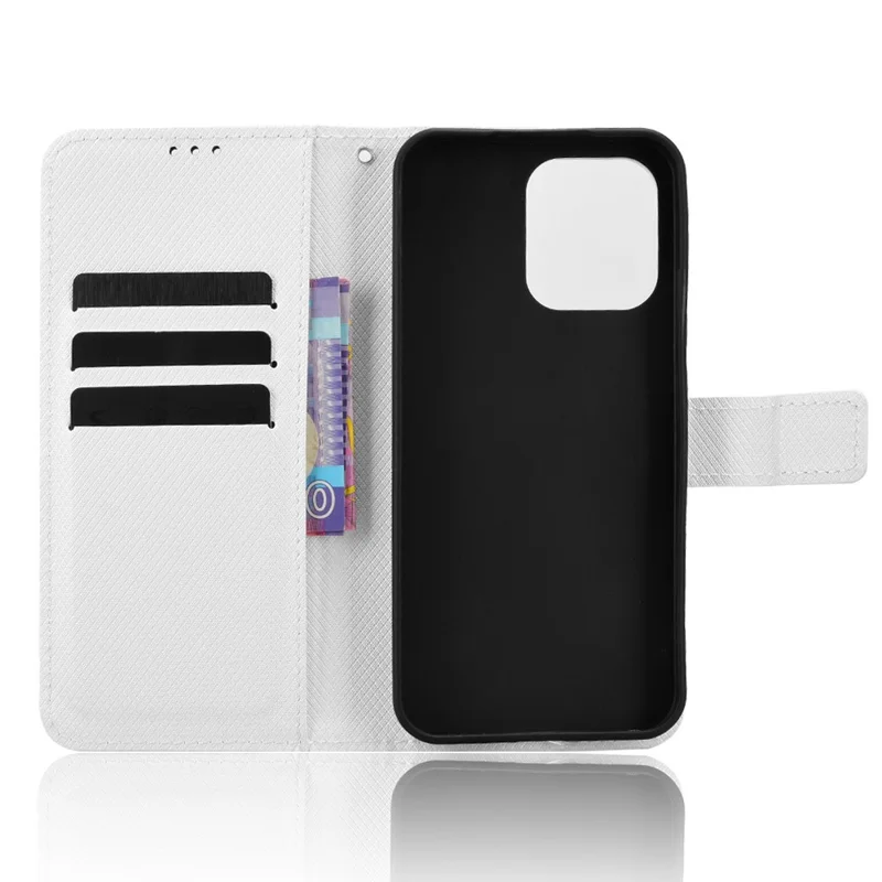 Leather Wallet Case for Oppo A6 Pro 4G / A6 Pro 5G / F31 5G Diamond Texture Phone Cover with Strap - White