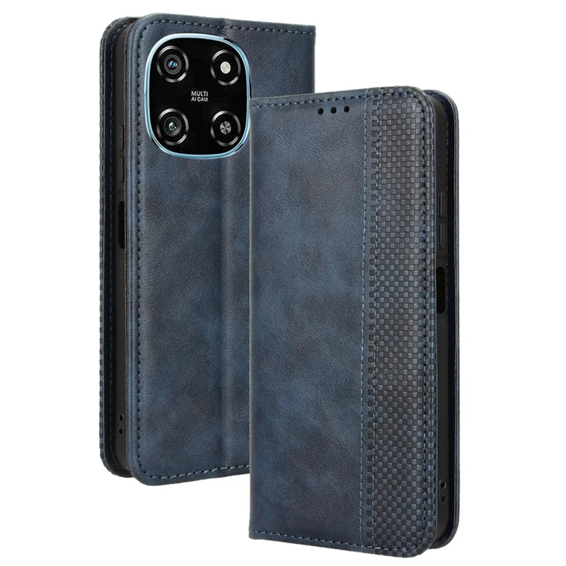 Custodia in pelle portafoglio Blackview Color 6 Stand Retro Texture Phone Cover - Blu