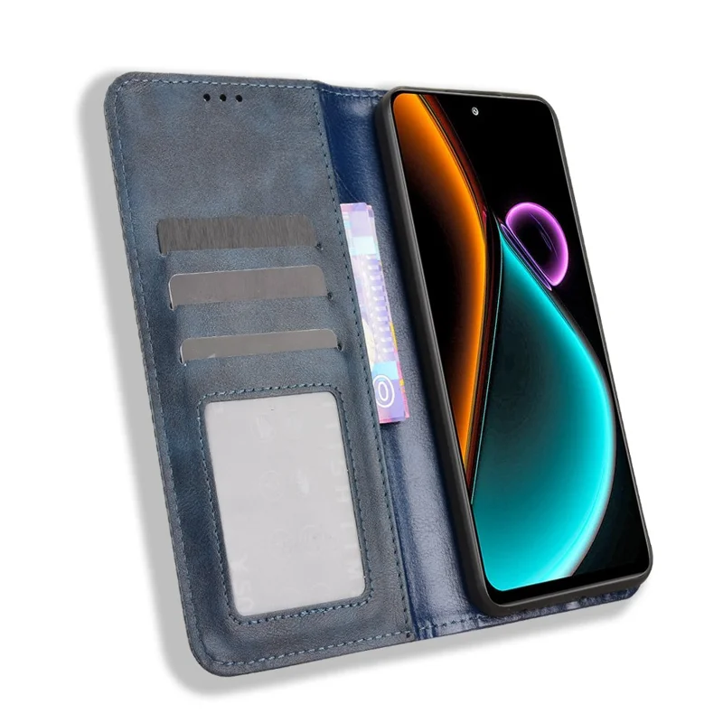 Custodia in pelle portafoglio Blackview Color 6 Stand Retro Texture Phone Cover - Blu