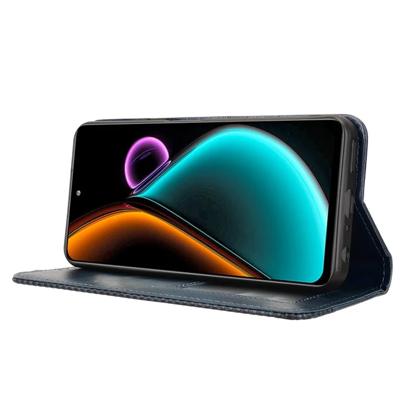 Custodia in pelle portafoglio Blackview Color 6 Stand Retro Texture Phone Cover - Blu