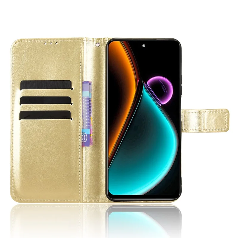 Blackview Color 6 PU-Lederhülle mit Riemen, Crazy Horse Textur, Handyhülle mit Geldbörse - Gold