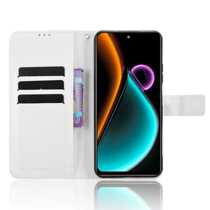 Futerał skórzany typu portfel z paskiem i diamentowym wzorem na telefon Blackview Color 6 – Biały