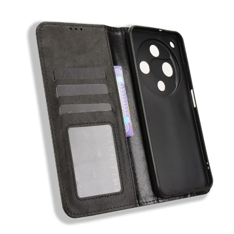 Til ZTE nubia Focus 2 5G Læderetui Wallet Ståplade Retrostruktur Telefonbeskyttelse - Sort